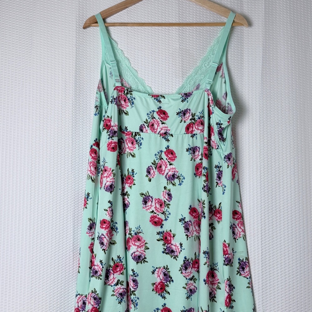 Avenue Body Chemise Women 22/24 Green Floral Lace Sleepwear Plus Size Romantic - Picture 4 of 11